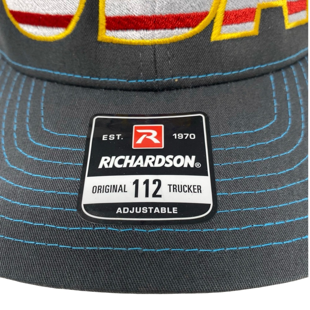 Richardson 112 Trucker Hat USA Flag Gray Blue Patriotic Snapback Mesh Cap New - Picture 6 of 12